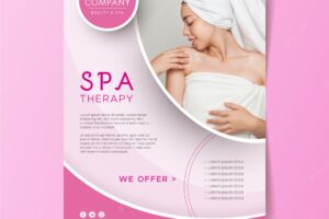 Spa center flyer with different treatments to relaxing