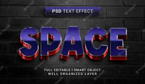 Space 3d style psd text effect