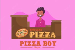 Special pizza boy vector mascot logo template