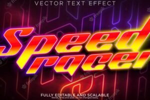 Speed race text effect editable retro and game text style