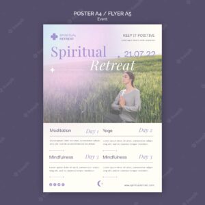 Spiritual retreat poster and flyer event template design