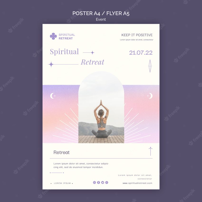 Spiritual retreat poster and flyer event template design