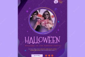 Spooky halloween celebration vertical poster template