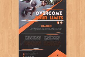 Sport flyer template with photo