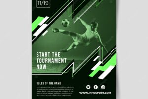 Sport poster template with chiaroscuro photo