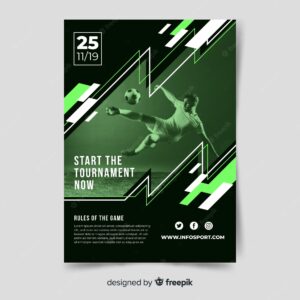 Sport poster template with chiaroscuro photo