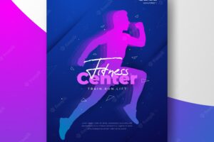 Sport poster with silhouette of man training