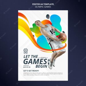 Sports competition vertical poster with photo