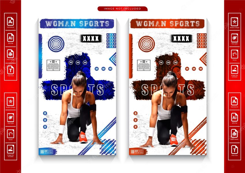 Sports flyer social media stories or banner modern design template premium vector