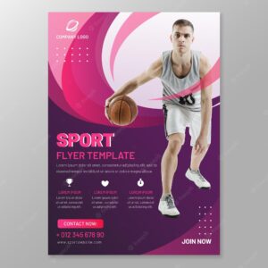 Sports flyer template with photo