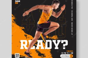 Sports training poster and banner design template for social media