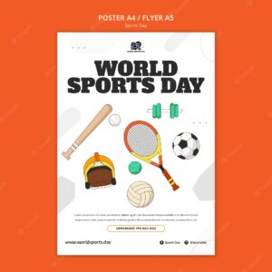 Sports vertical poster template with elements