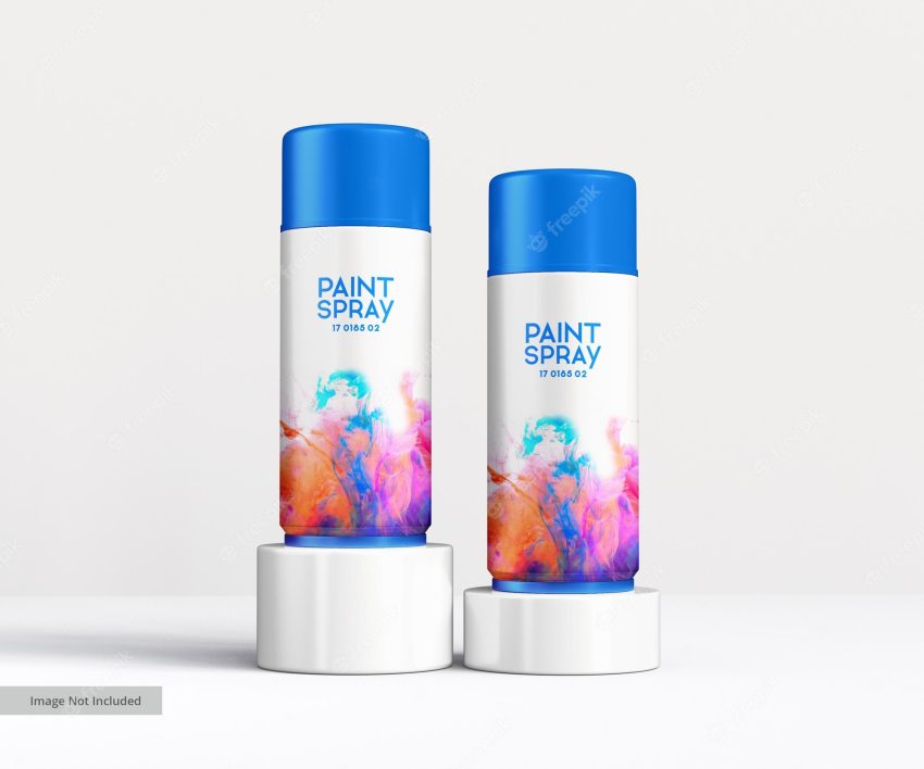 Spray paint metal bottle packaging mockup