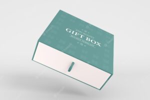 Square gift box with cover mockup
