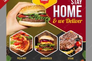 Stay home we deliver food social media post psd template
