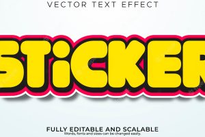 Sticker text effect editable cool modern font style