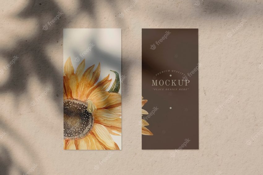 Sunflower design menu card mockup