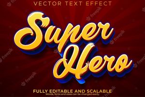 Super girl hero text effect editable cartoon and kids font style