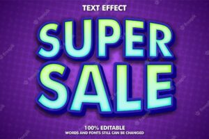 Super sale editable text effect super sale banner
