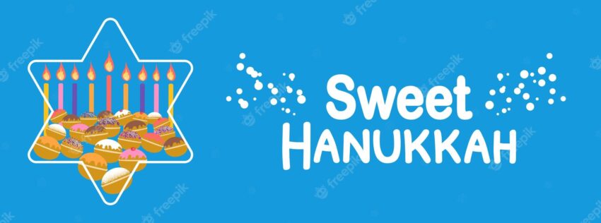 Sweet hanukkah horizontal background vector illustration in flat style