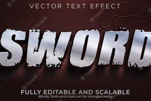 Sword metallic text effect; editable warrior and knight text style