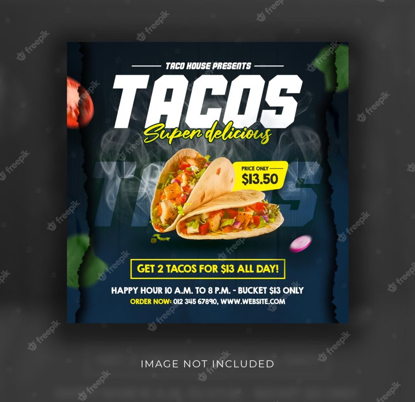 Tacos social media post template for food restaurant premium psd
