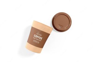Takeaway glossy plastic coffee cup branding mockup