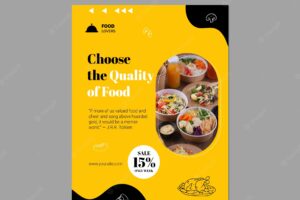 Tasty food with discount poster template