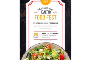 Template for healthy food restaurant poster with photo