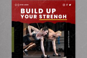 Texture body building square flyer template