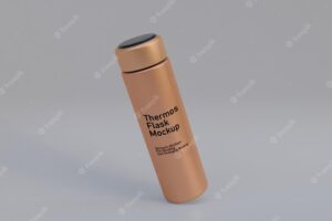 Thermos flask mockup 3d stainless still
