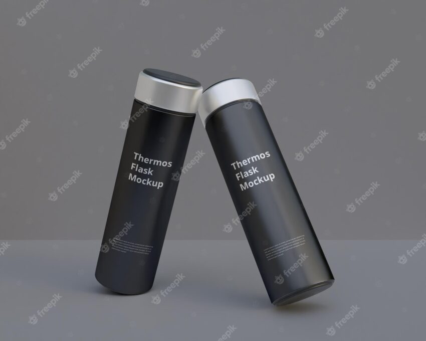 Thermos flask mockup stainless still