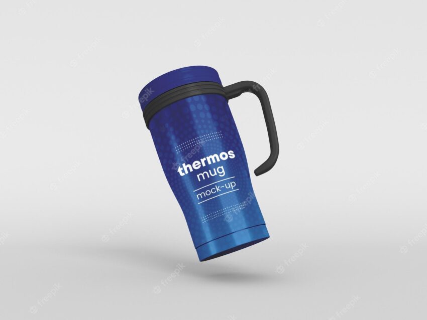 Thermos mug mockup