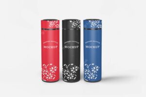 Thermos water bottle mockup isolated