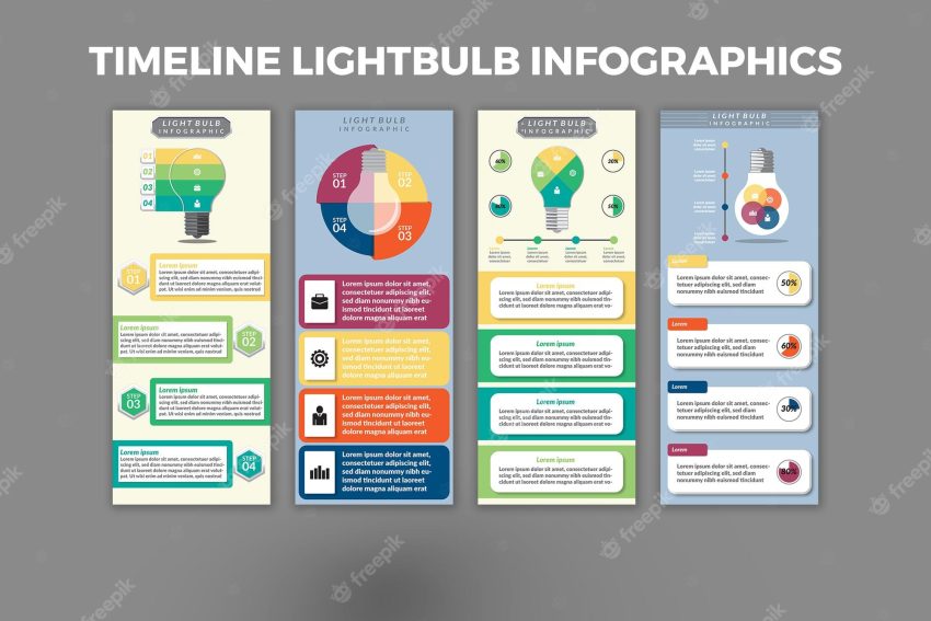 Timeline lightbulb infographic template design