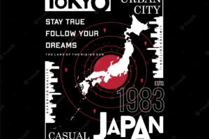 Tokyo japan map urban city graphic style vector print