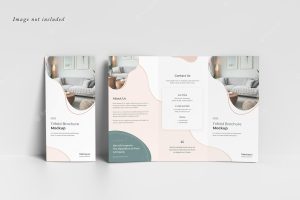 Top view trifold brochure mockup