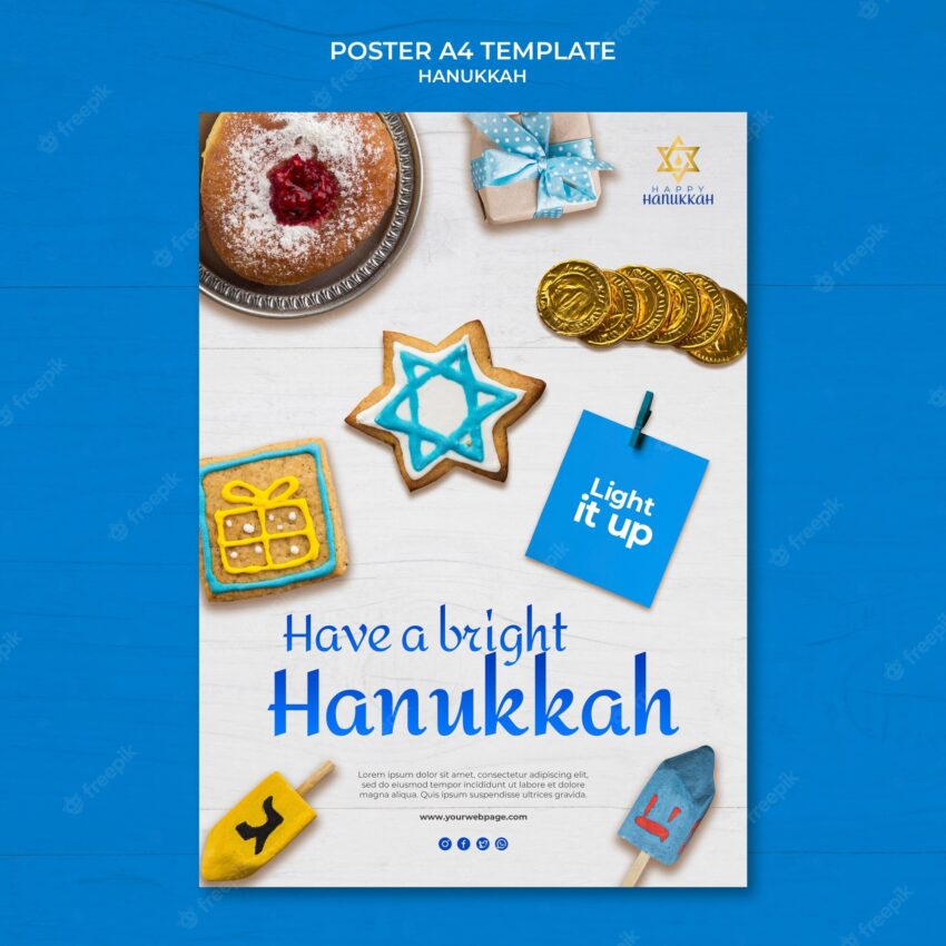 Traditional hanukkah vertical print template