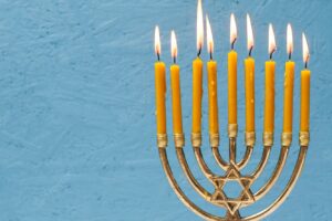 Traditional jewish menorah with candles