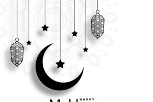 Traditional muharram islamic new year moon and stars background