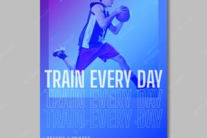 Training vertical poster template with photo