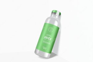 Transparent glass juice bottle branding mockup