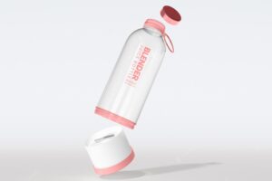 Transparent mini blender juice bottle branding mockup