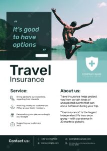 Travel insurance poster template psd with editable text