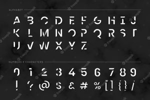 Trendy futuristic typography set