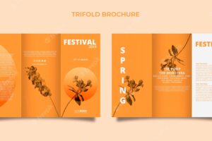 Trifold brochure template with spring festival concept