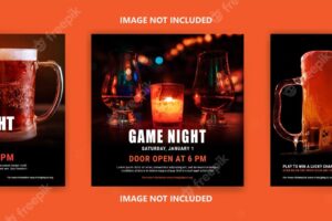 Trivia night vector poster and social media post template