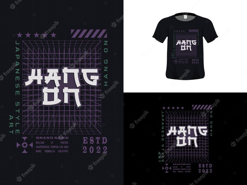 Tshirt typography quote design hang on for print poster template premium vector