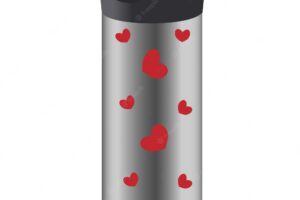 Tumbler cup with open pushin lid thermos for hot and cold drinks vector realistic illustration