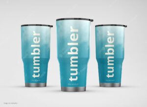 Tumbler mug mockup with lid